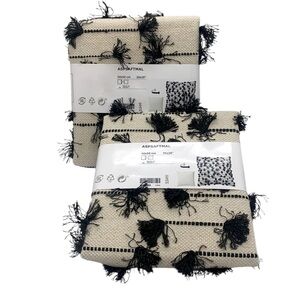 IKEA NWT ASPSAFTMAL Pillow Cushion Cover 20x20" Black Natural Fringe Decorative